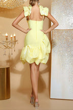Georgia Ruffled Bud Mini Dress in Yellow Avalabel