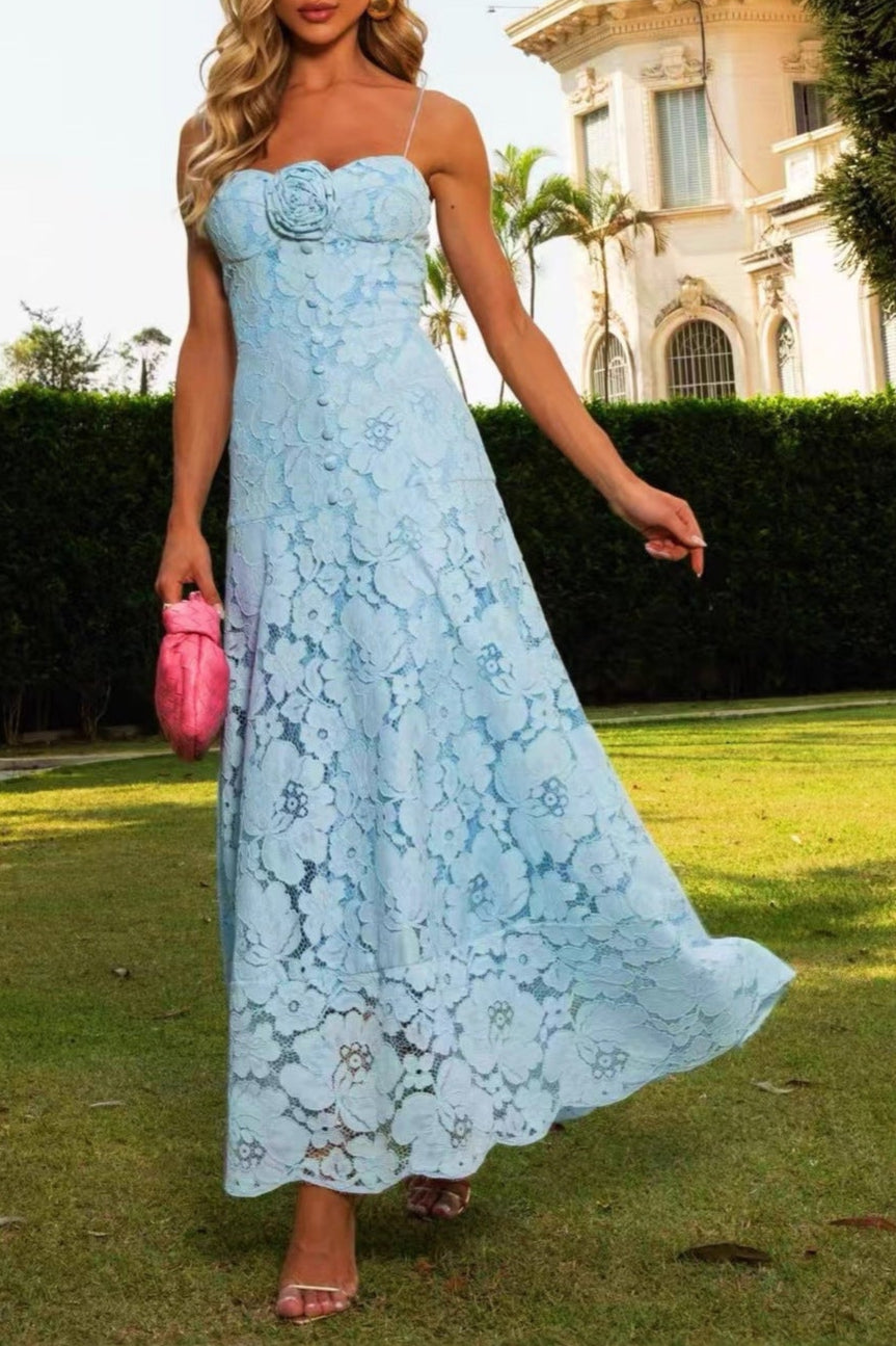 Samantha Hollow Out Sleeveless Maxi Dress in Blue Avalabel