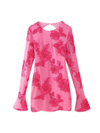 Nefertiti Yellow Backless Floral Flared Sleeve Slim Fit Mini Dress Avalabel