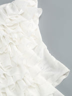 Helen Halter Ruched Mesh Floral Mini Dress in White Avalabel