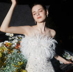 Masa White Haute Couture Feather Sequin Dress Avalabel