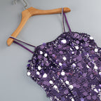 virginia Strappy Sequin Embellished Mini Dress in purple Avalabel