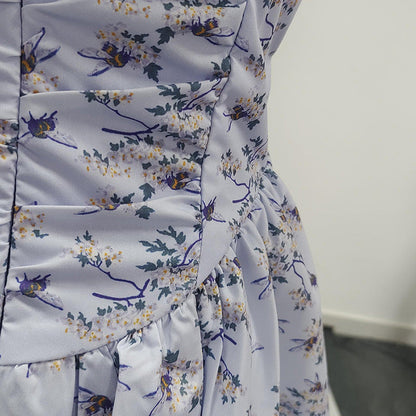 Lesley Blue Floral Print Mini Dress with Bloomers