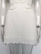 Angela Ruffle Trim Pearl Beaded Knit Sweater Avalabel