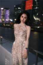 Gold Couture with Floral Embroidery Sequin Banquet Dress Avalabel