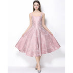 Beverly Vintage Jacquard Slip Midi Dress in Pink Avalabel