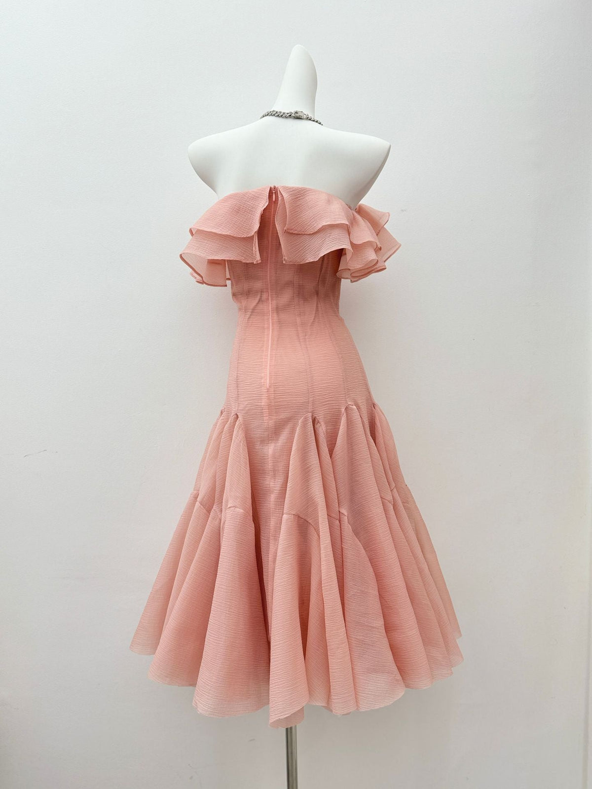 apphia Off Shoulder Ruffle Midi Dress In pink Avalabel