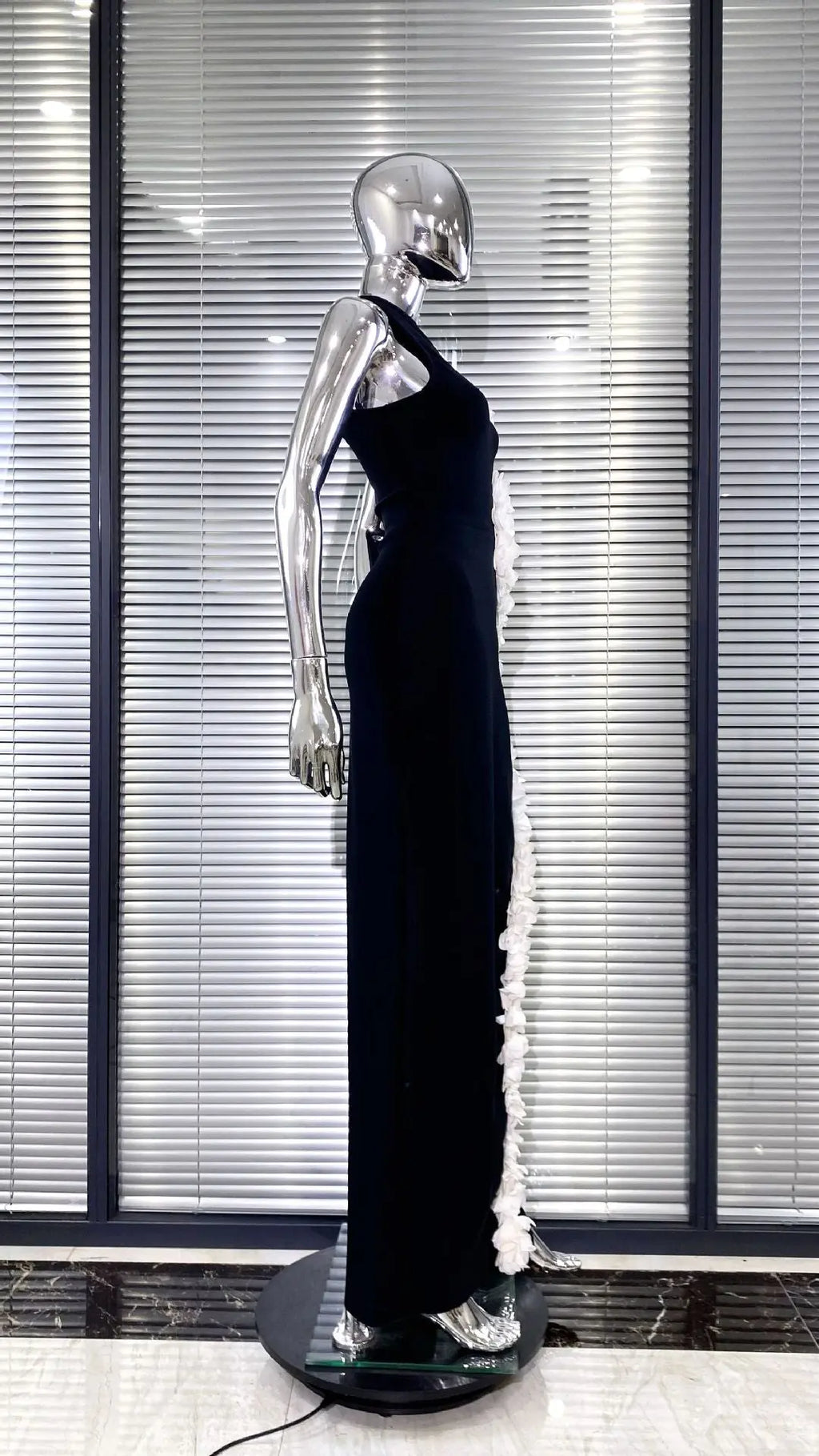 kimberley black Sleeveless Hollow Out Flowers Slit Bandage Maxi Dress Avalabel