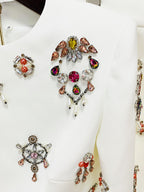 WHITE RHINESTONE EMBELLISHED SKIRT SET Avalabel