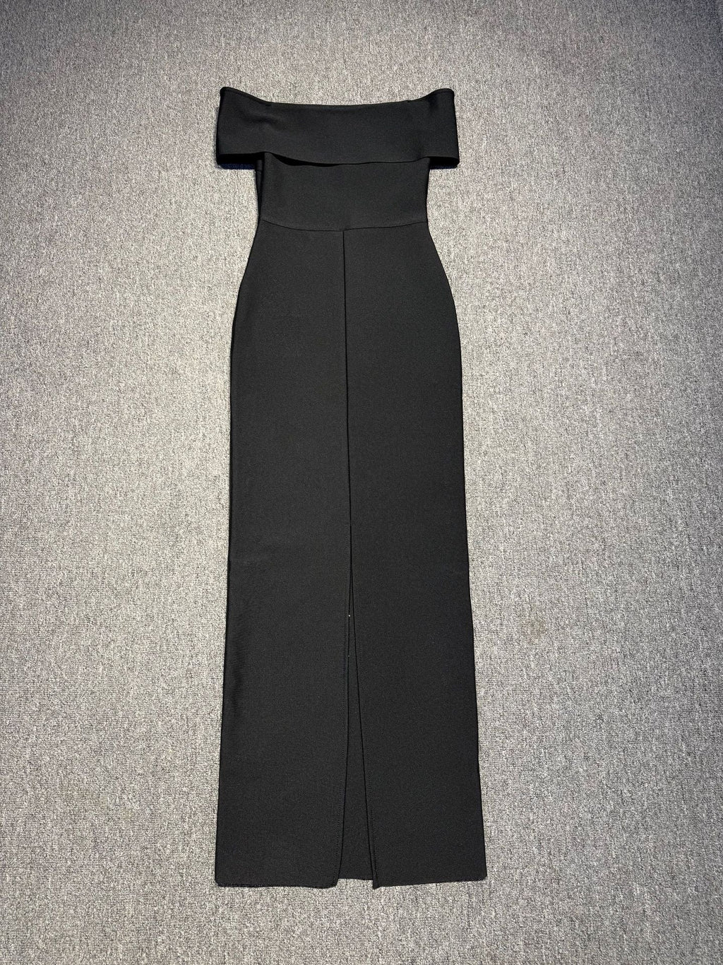 laurel Off-shoulder rhinestone bandage maxi dress in black Avalabel