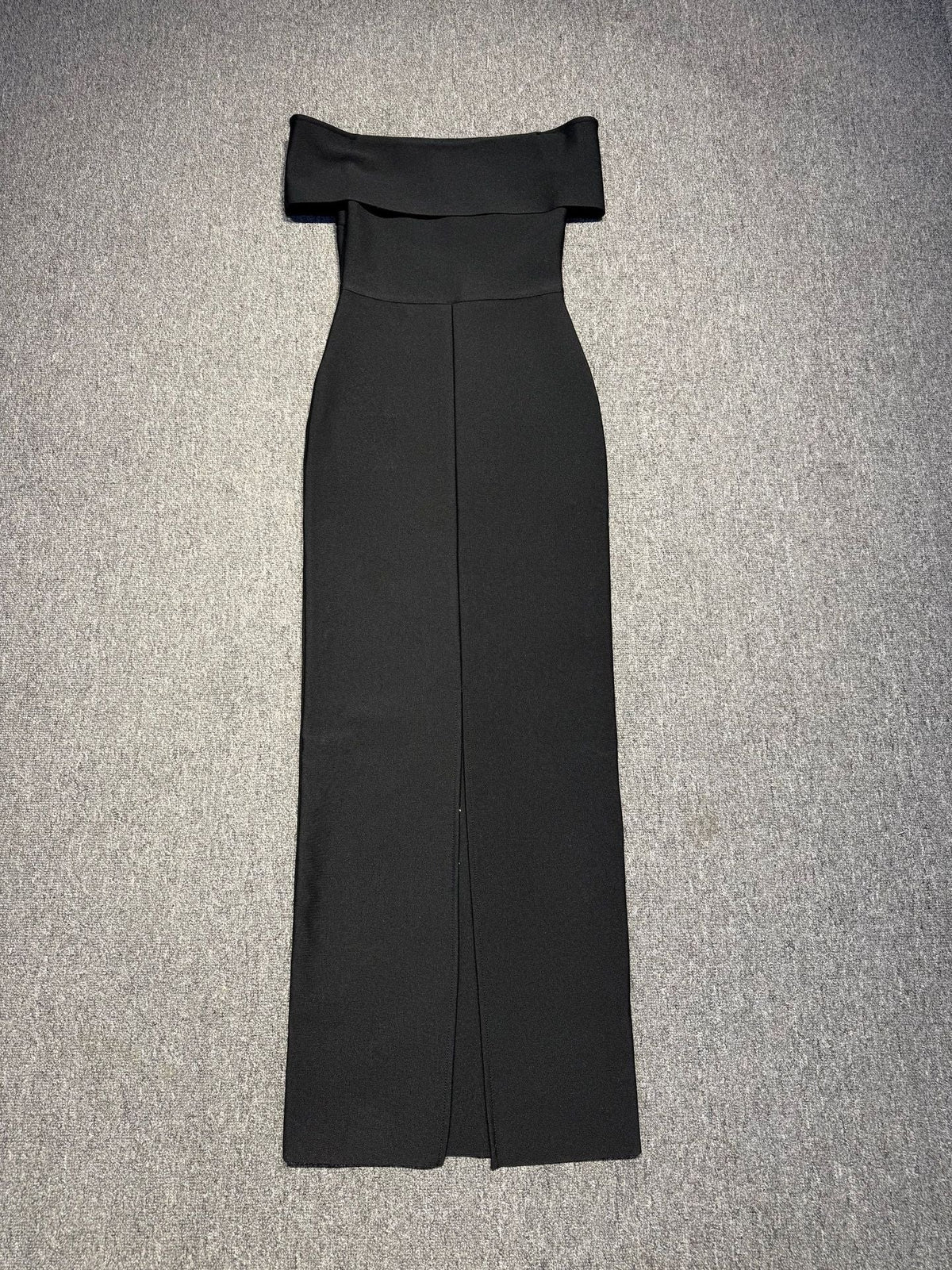 laurel Off-shoulder rhinestone bandage maxi dress in black Avalabel
