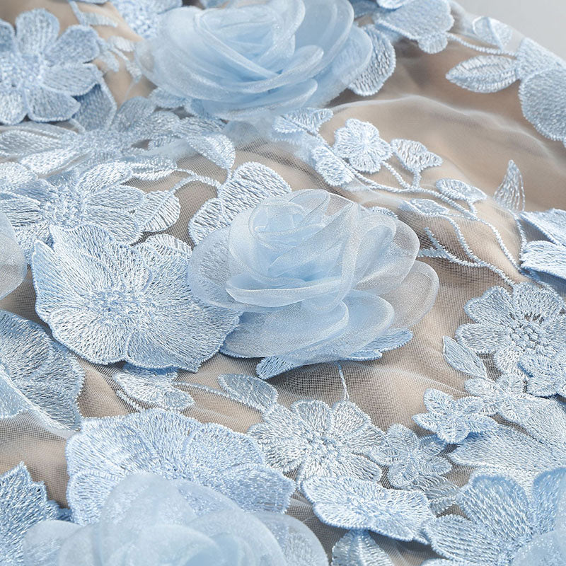 Jessica Floral Embroidery Mini Dress in Blue Avalabel