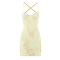 Nefertiti's Light Yellow 3D Floral Bob Paired with a Fitted Mini Dress Avalabel