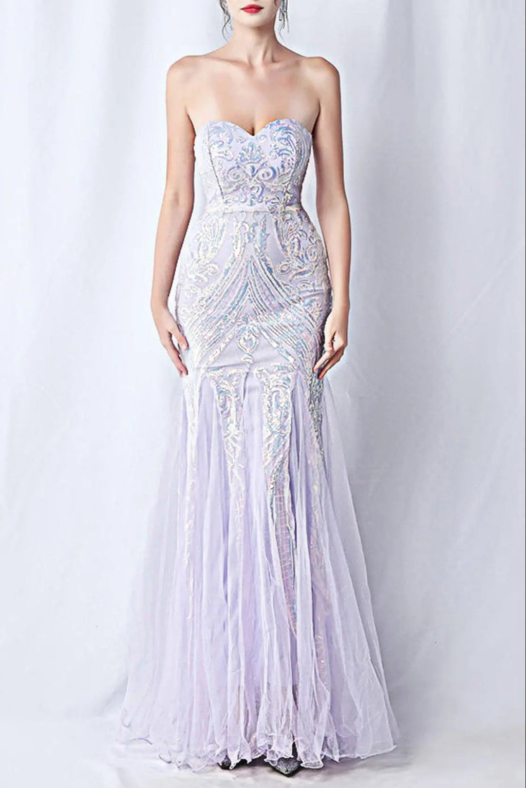 sparkle strapless tulle maxi dress Avalabel