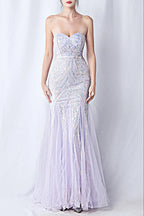 sparkle strapless tulle maxi dress Avalabel