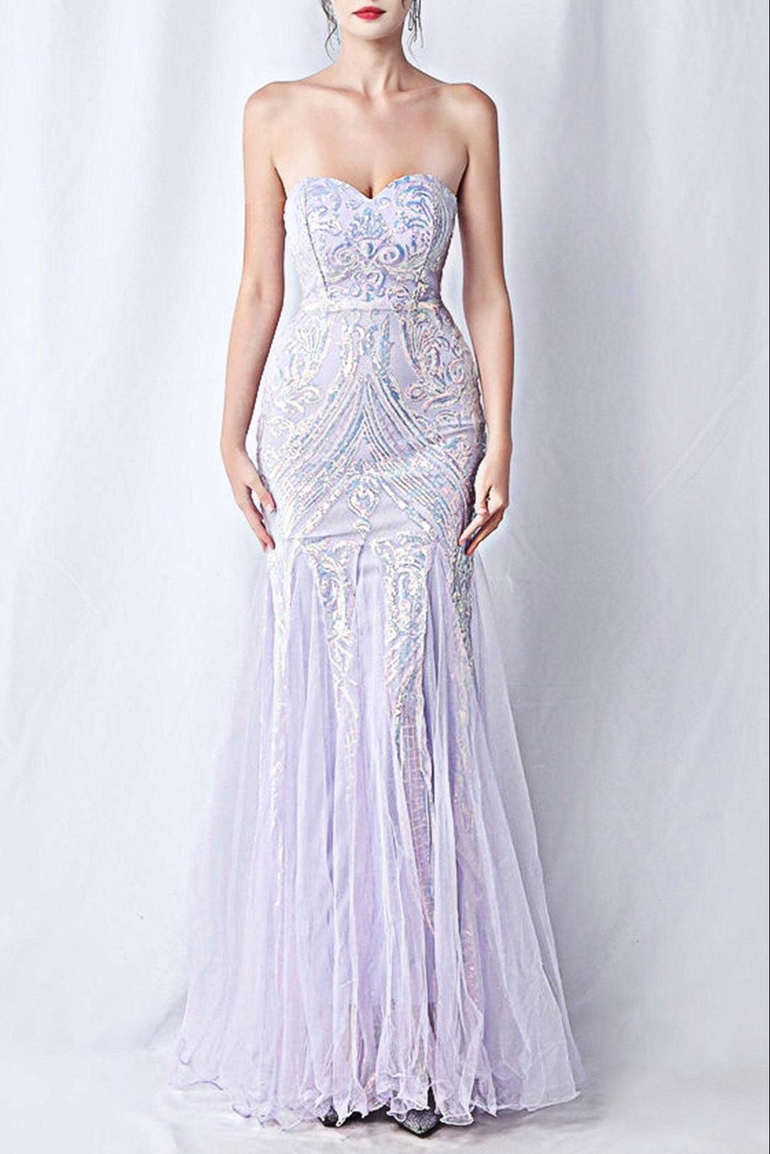 sparkle strapless tulle maxi dress