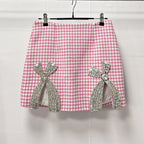 helen Embellished checked wool-blend blazer set in pink Avalabel