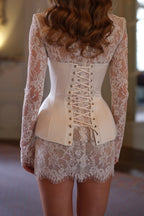 Ivory Lace & Satin Corset Mini Dress Avalabel