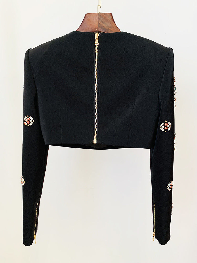 BLACK RHINESTONE EMBELLISHED SKIRT SET Avalabel