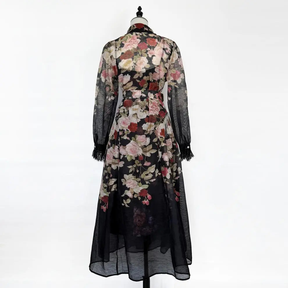 shirley Long Sleeve floral Printed Woven Maxi Dress Avalabel
