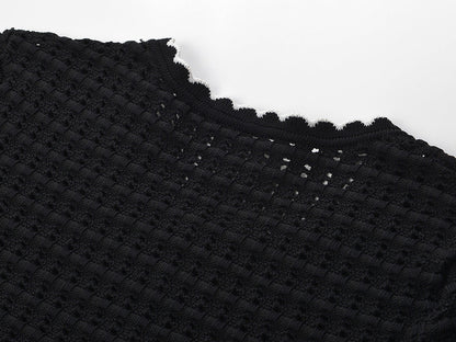 Simona Hollow Knit Mini Dress in Black