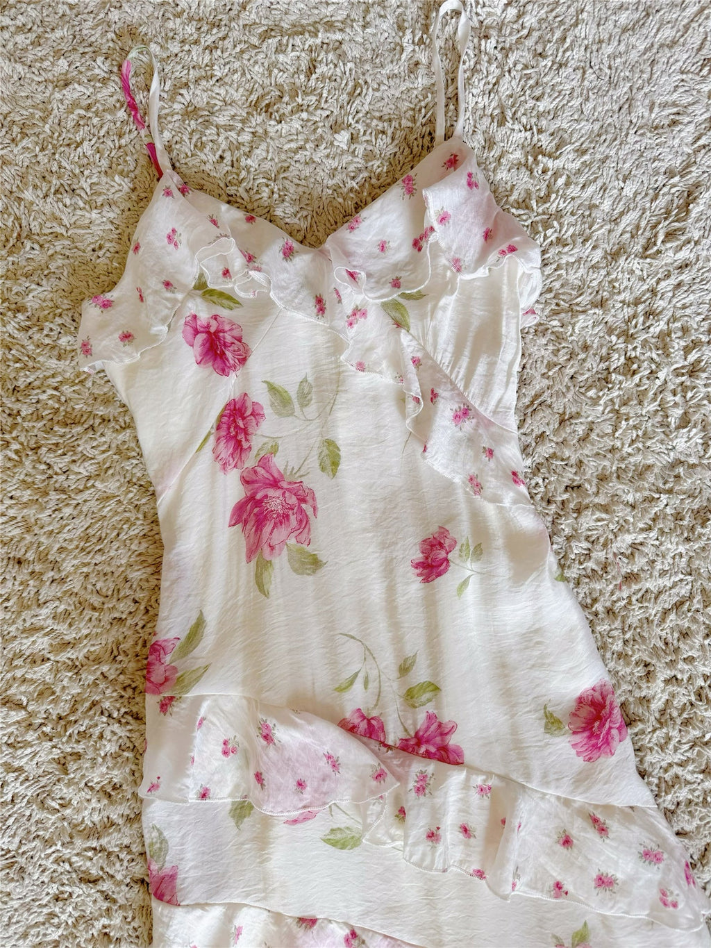 Floral Ruffle Tiered Maxi Dress - Pink & Lvory Avalabel