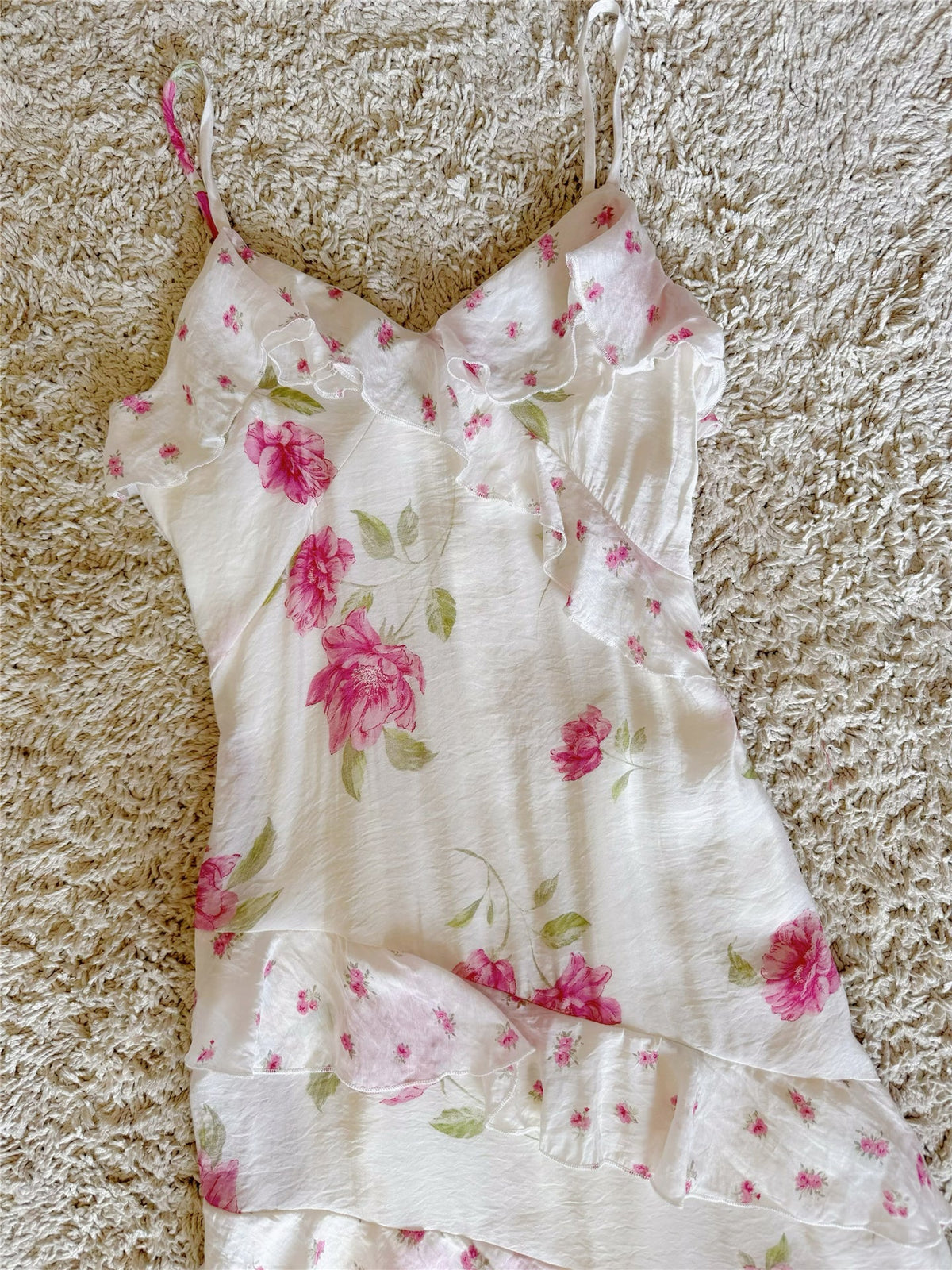 Floral Ruffle Tiered Maxi Dress - Pink & Lvory Avalabel