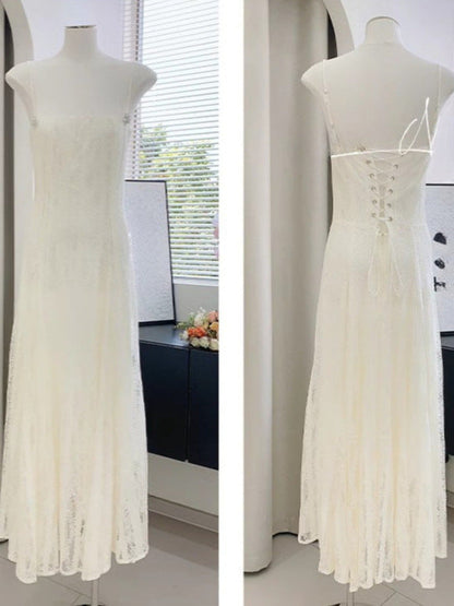 Suspender Bandeau Lace Maxi Dress