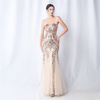 sparkle strapless tulle maxi dress