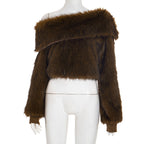 stacey One Shoulder Furry Top Avalabel