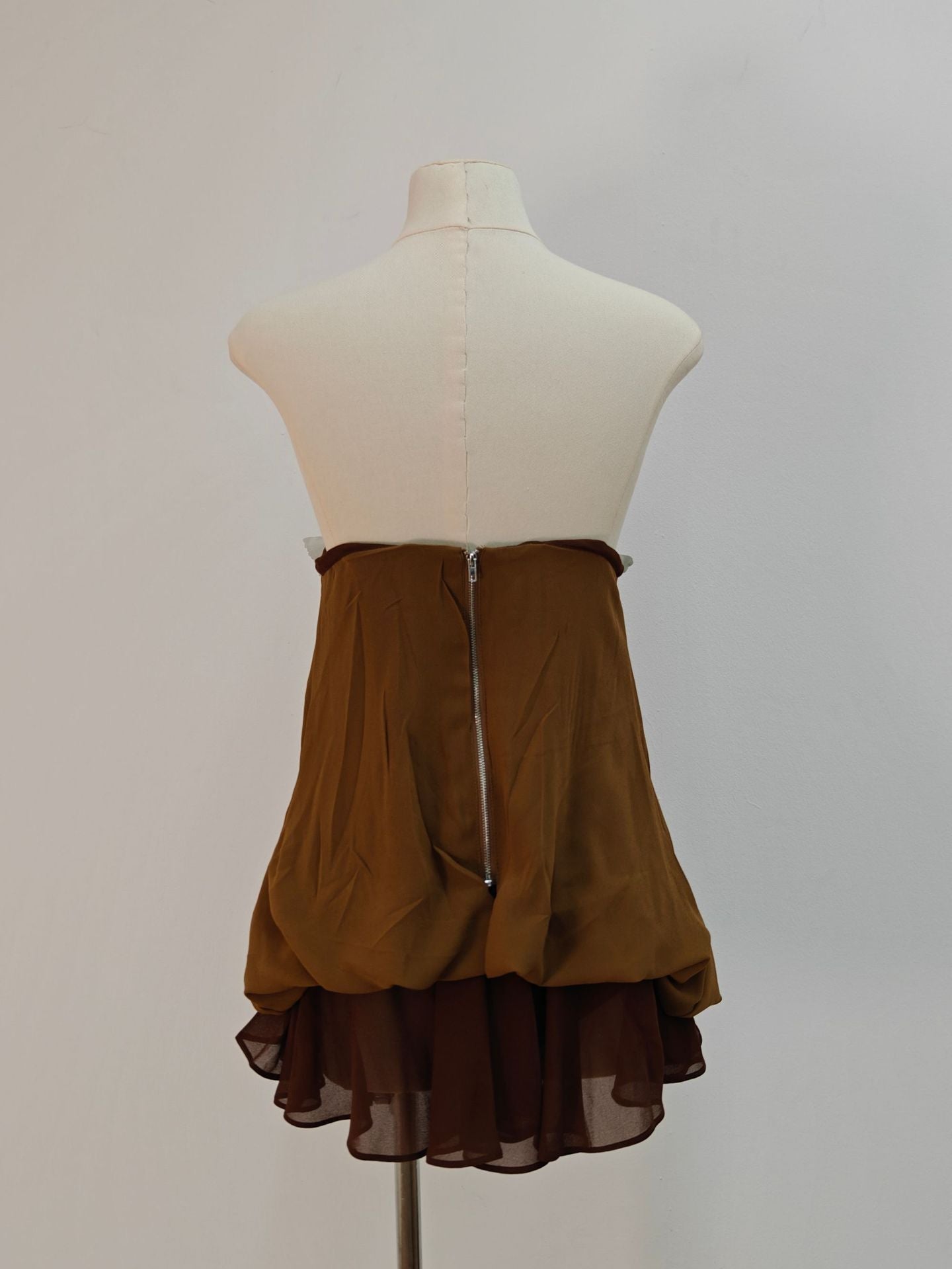 Brown 3D Butterfly Fishbone Tunic Top Mini Skirt Set Avalabel