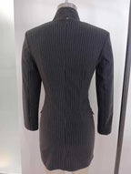 priscilla v-neck stripe mini blazer dress in black Avalabel