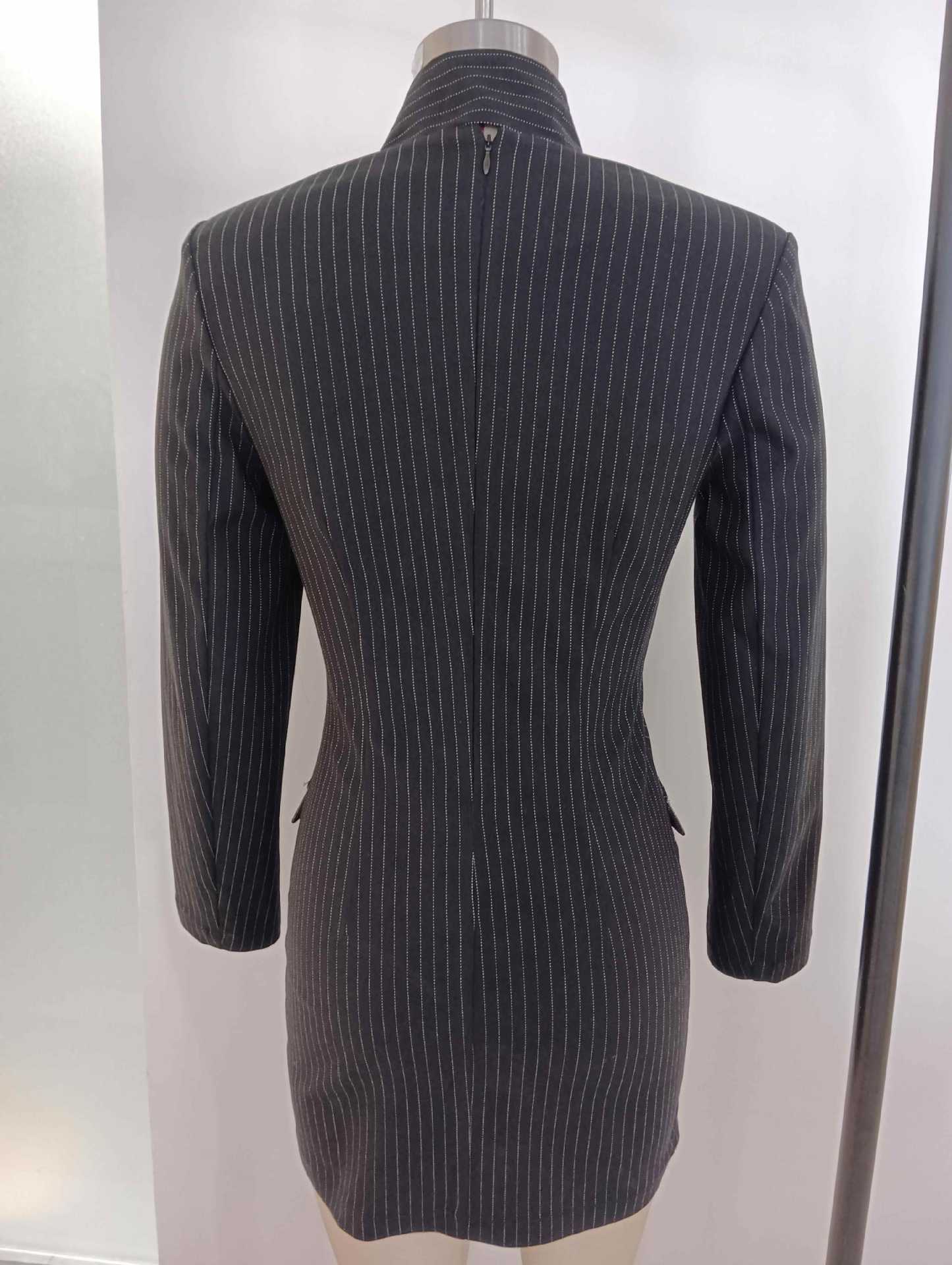 priscilla v-neck stripe mini blazer dress in black Avalabel