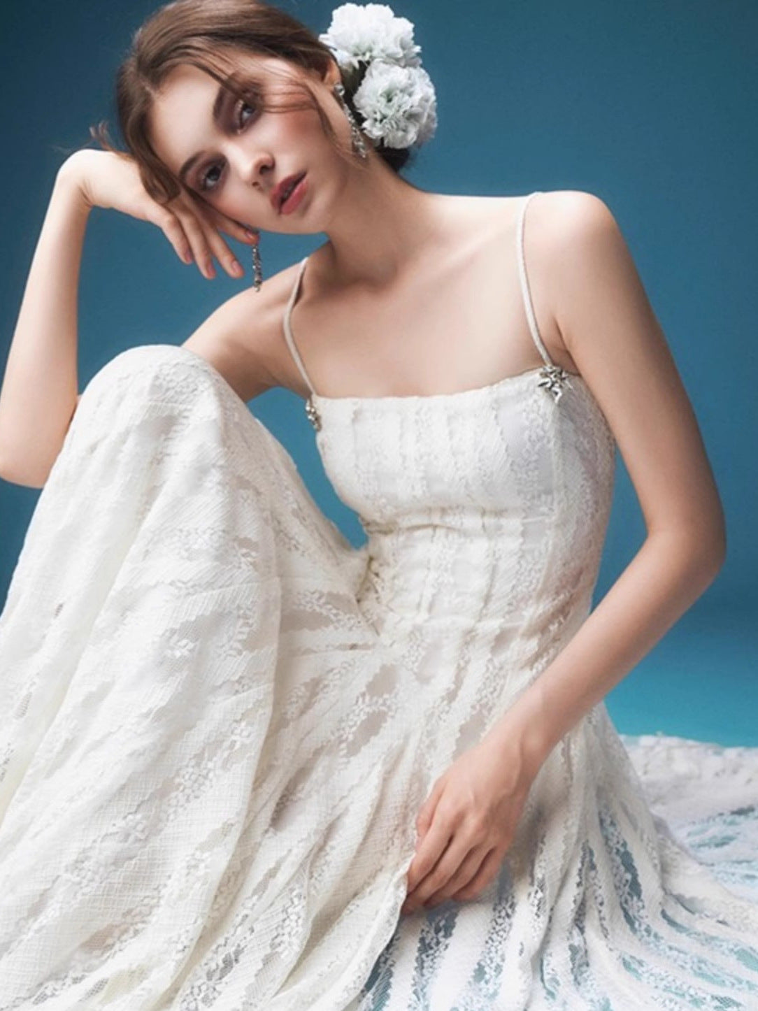 Suspender Bandeau Lace Maxi Dress Avalabel