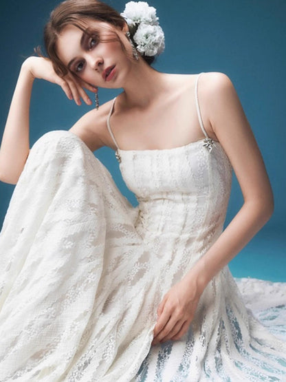 Suspender Bandeau Lace Maxi Dress