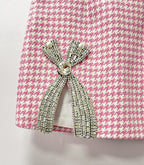 helen Embellished checked wool-blend blazer set in pink Avalabel