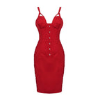 katherine satin bodycon corset mini dress in red Avalabel