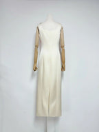 nicola square neck flower embroidery satin maxi dress in apricot Avalabel