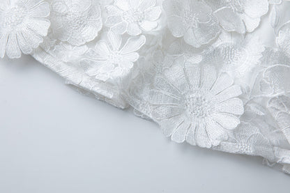 Georgia 3d Floral Lace Mini Dress in White