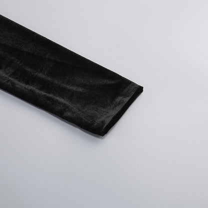 victoria Bow Cascade Velvet Maxi Dress in black