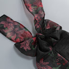 Georgia Floral Print Halter Ruffle Maxi Dress in Black Avalabel