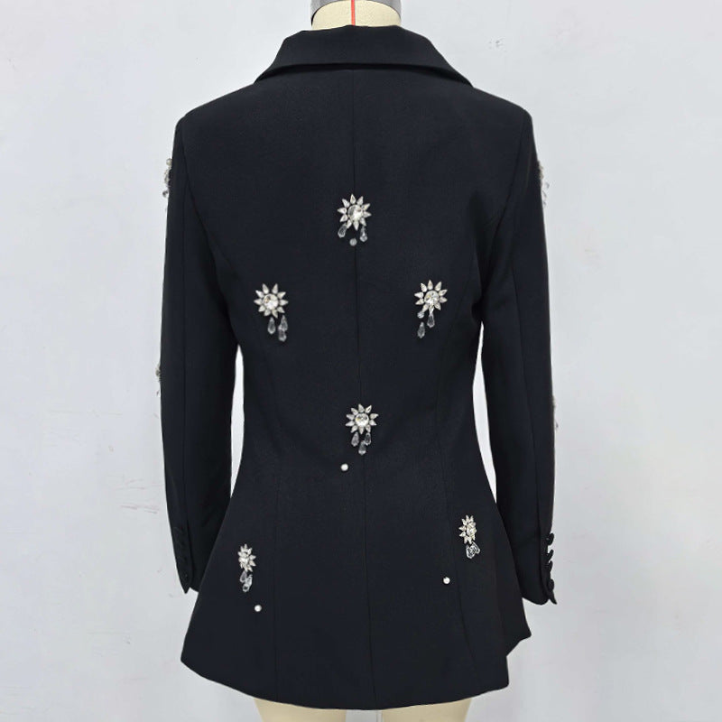 vivien Crystal embellished Blazer in black Avalabel