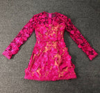 Rose red floral lace Long Sleeve Mini Dress Avalabel