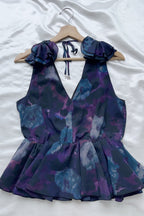 Floral Print Chiffon Ruffle Top Avalabel
