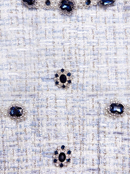 zenobia pale blue beaded Embellished Tweed Jacket