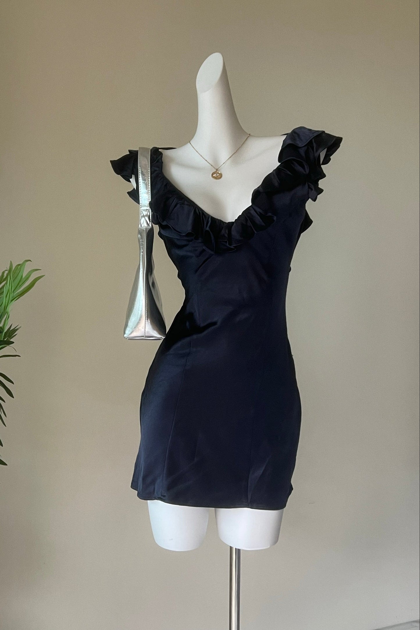 Butacup Frill Mini Dress in Navy