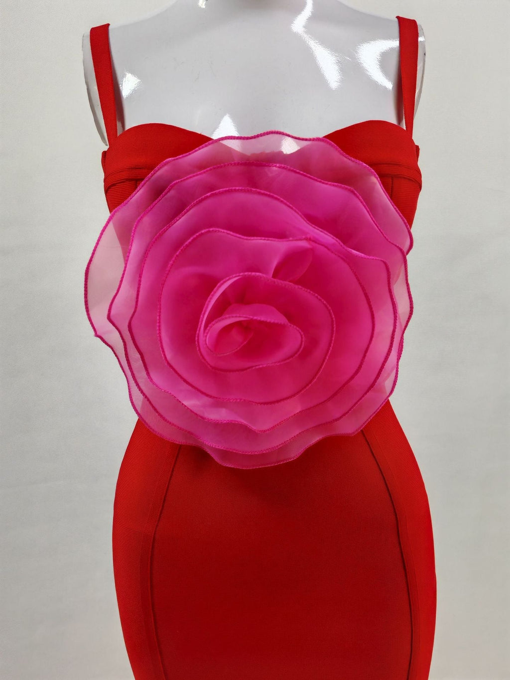 Jacey Mesh Flower Bandage Midi Dress Avalabel