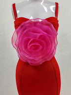 Jacey Mesh Flower Bandage Midi Dress Avalabel