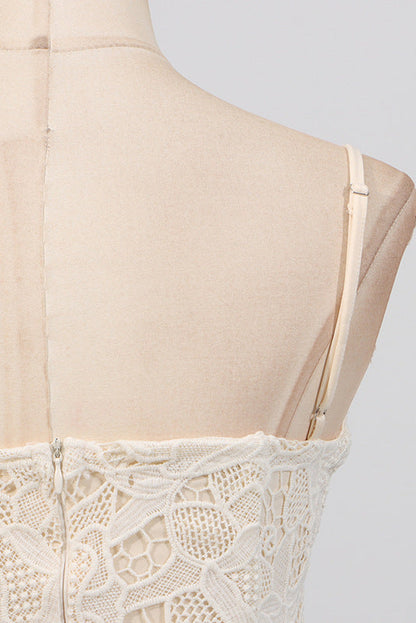 Lace Hollow Sleeveless Mini Dress in Yellow