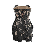 Jessica Floral Embroidery Mini Dress in Black Avalabel